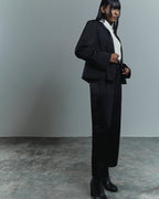 Satin Straight Pants with Side Slit