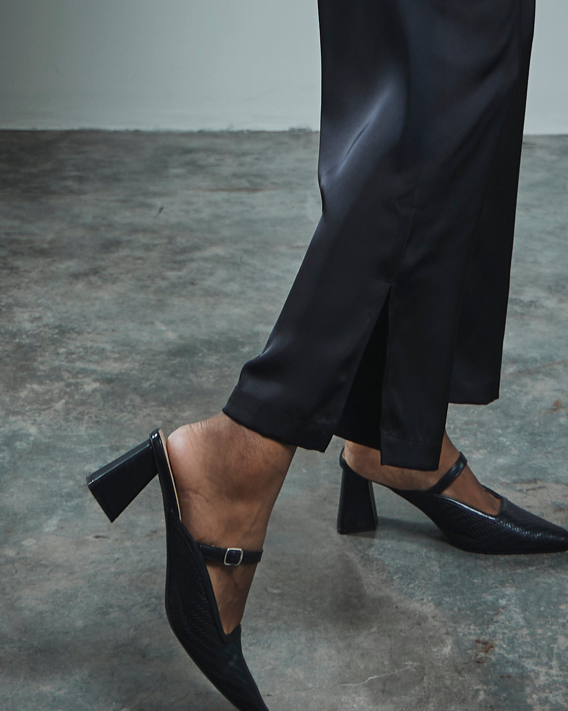 Satin Straight Pants with Side Slit