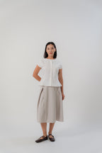 Cap Sleeve Blouse with Flare Back