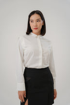 Collared Wide Shoulder Blouse