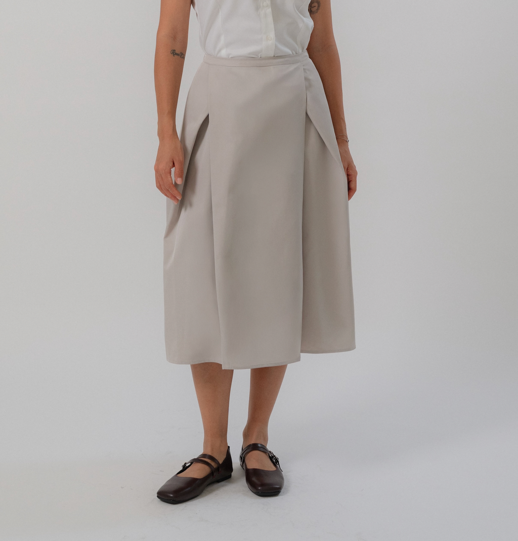Crossing Pleated A-Line Skirt