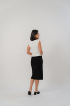 Laborio sleeveless boat neckline top and straight slim skirt