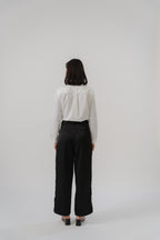 Satin Straight Pants with Side Slit