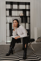 round neck collar tie blouse and satin pants