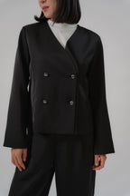 Satin Double-Breasted Blazer