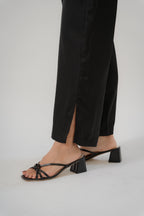 Satin Straight Pants with Side Slit