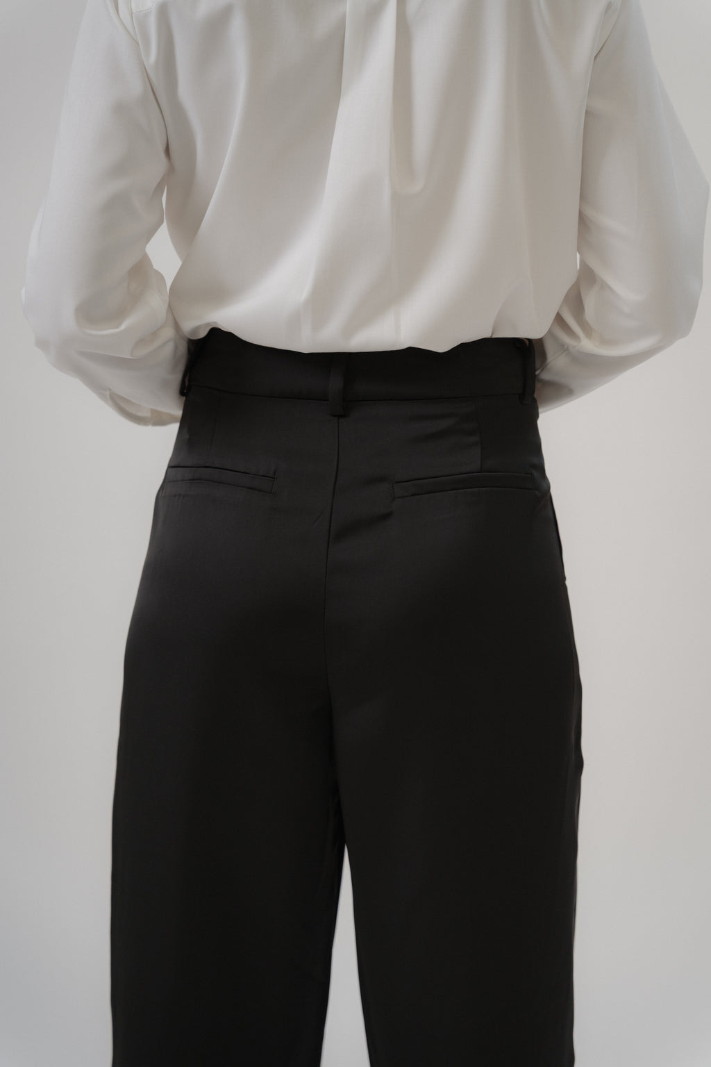 Satin Straight Pants with Side Slit