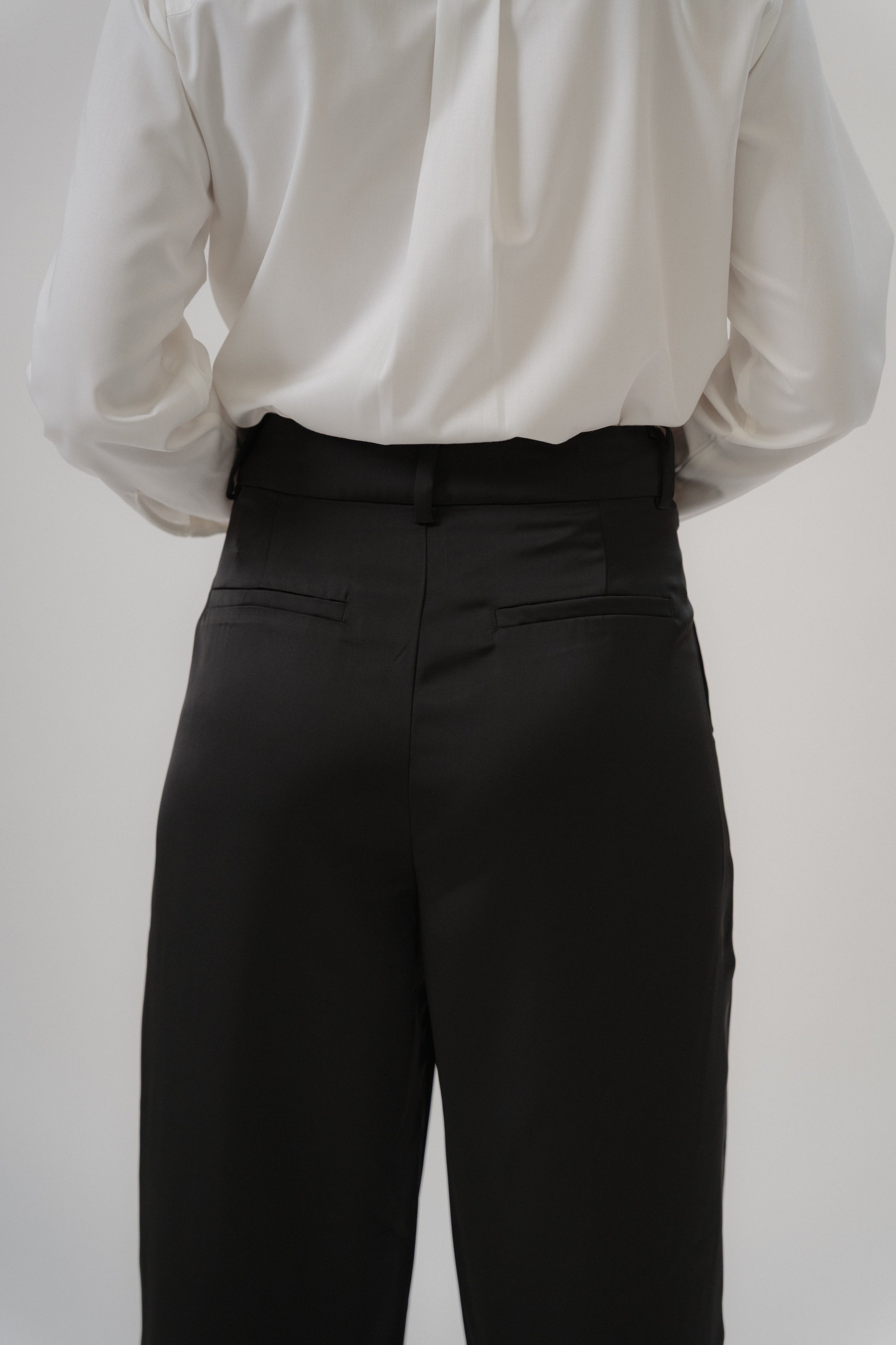 Satin Straight Pants with Side Slit
