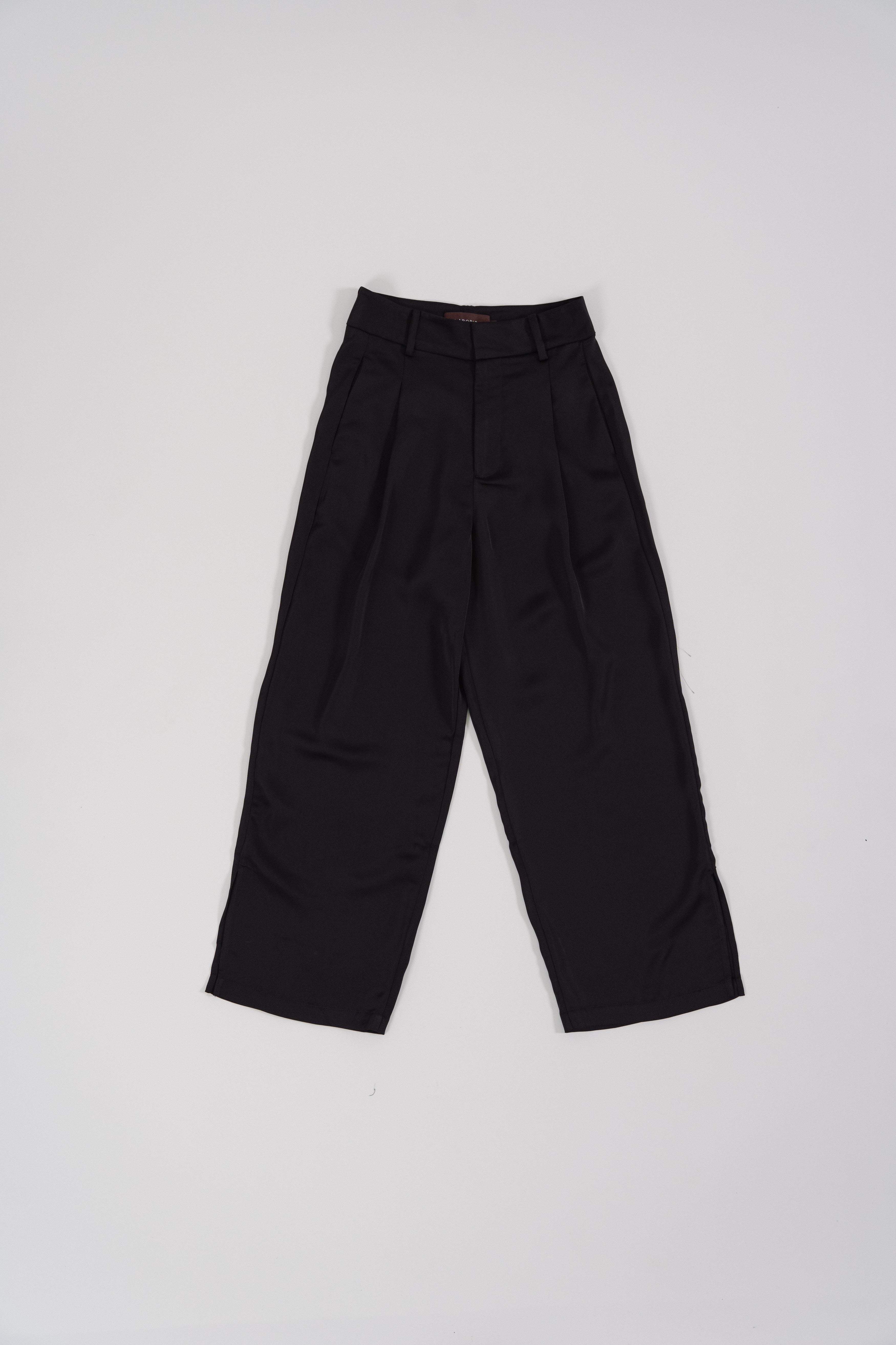 Satin Straight Pants with Side Slit