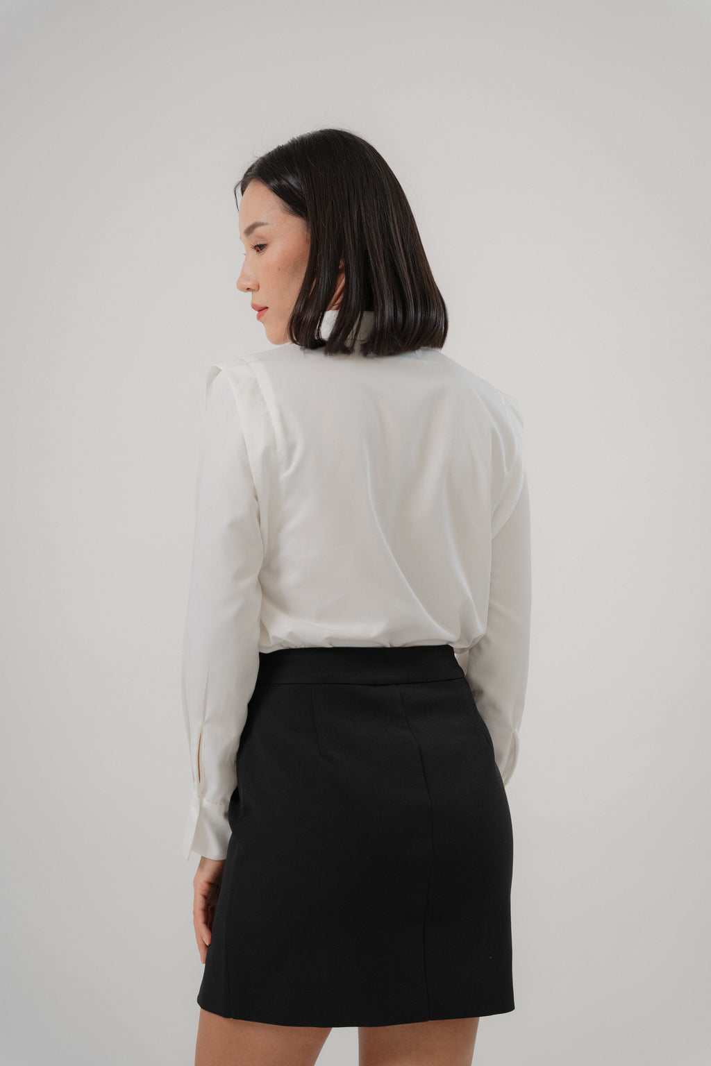 Collared Wide Shoulder Blouse