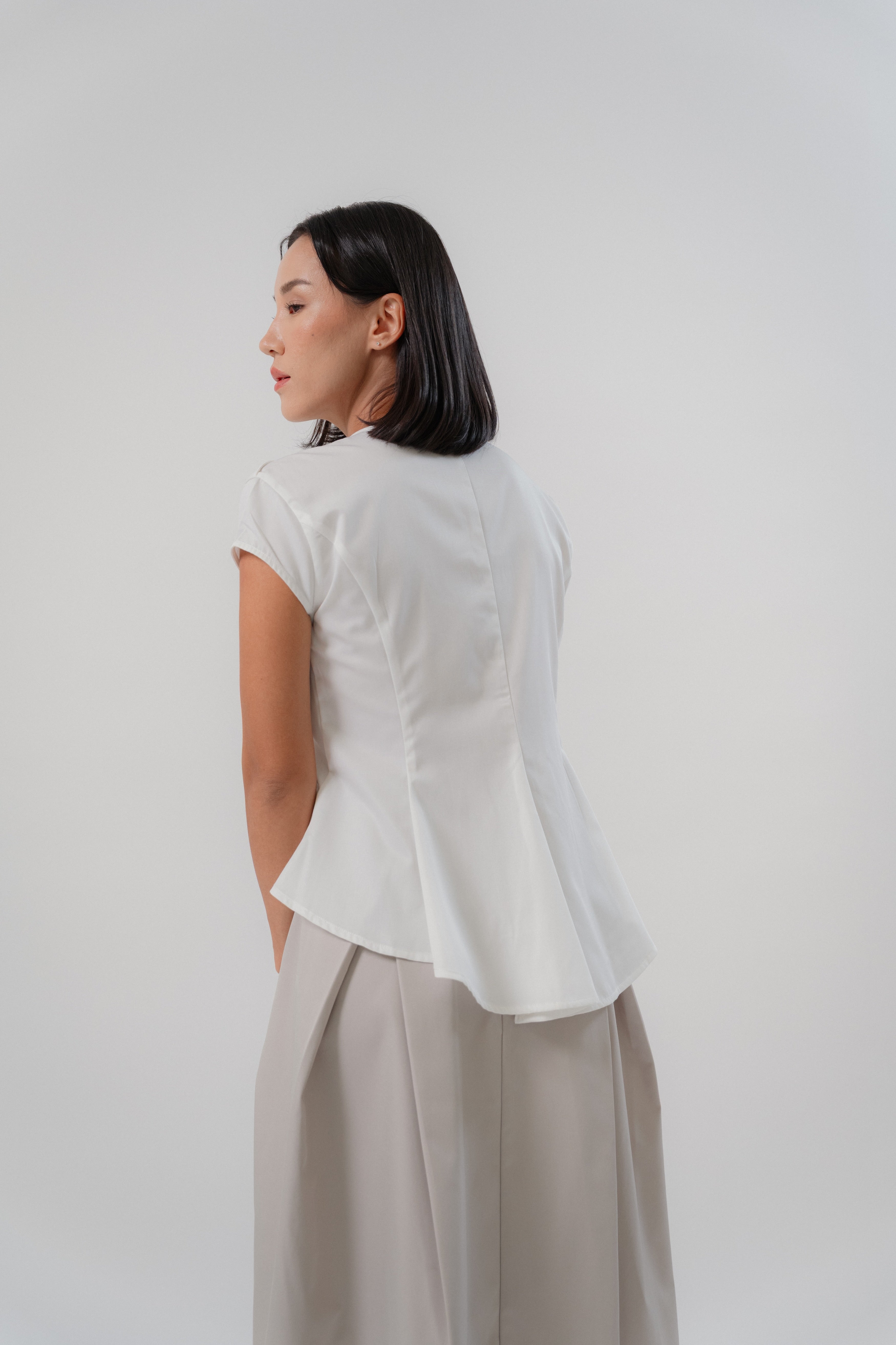 Cap Sleeve Blouse with Flare Back
