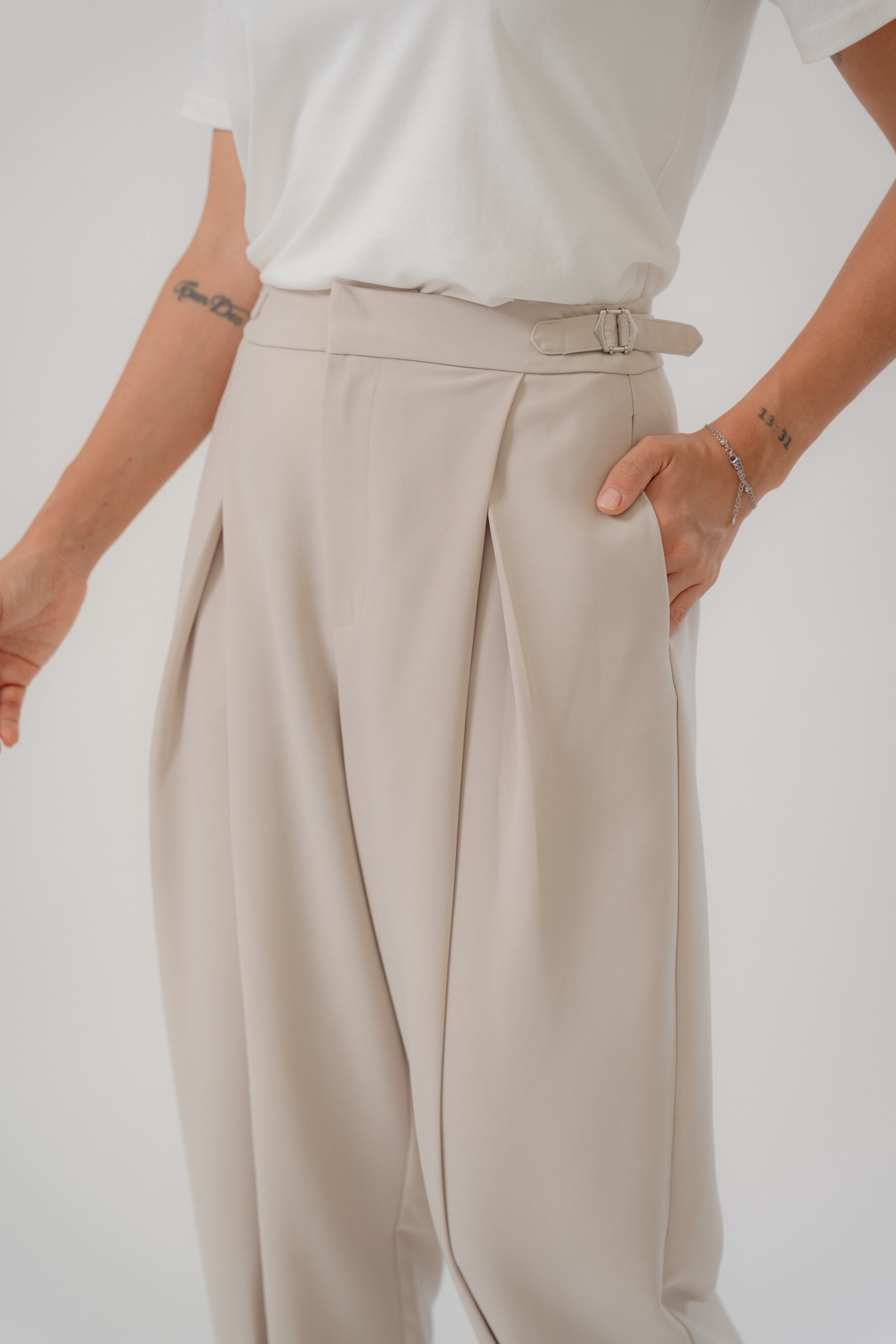 Cross Pleated Pants