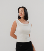 Sleeveless Top with Boat Neckline