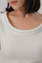 Sleeveless Top with Boat Neckline