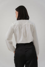 Round Neck Collar Tie Blouse