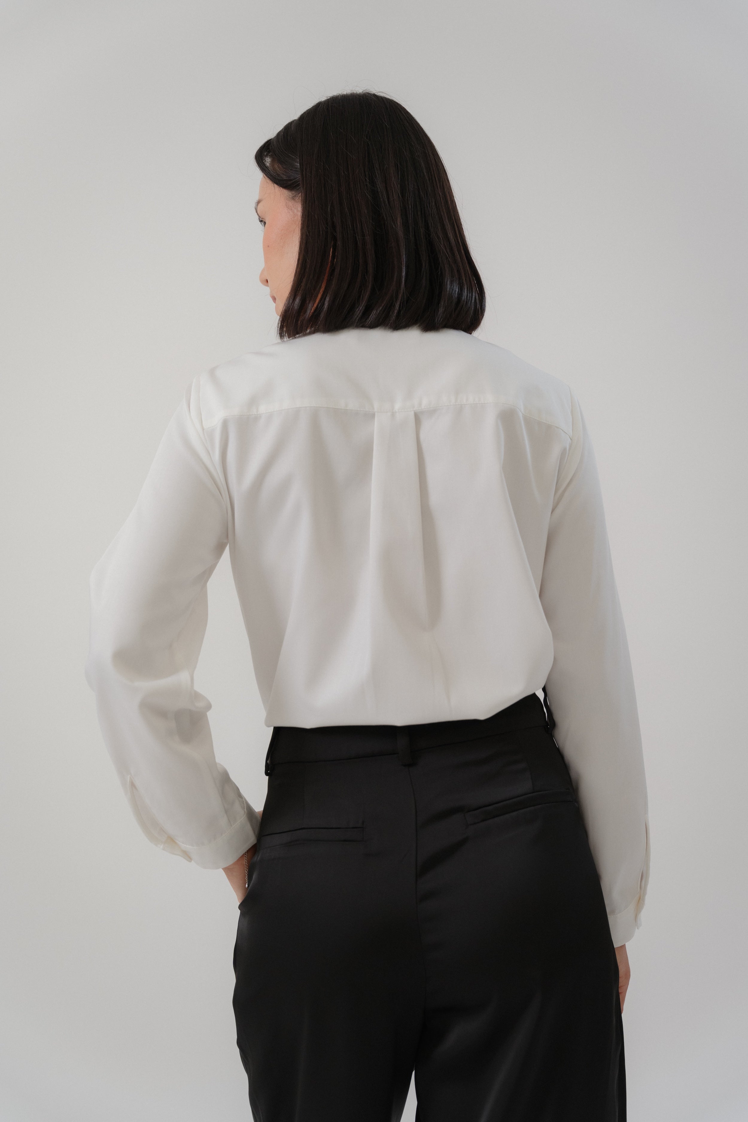 Round Neck Collar Tie Blouse