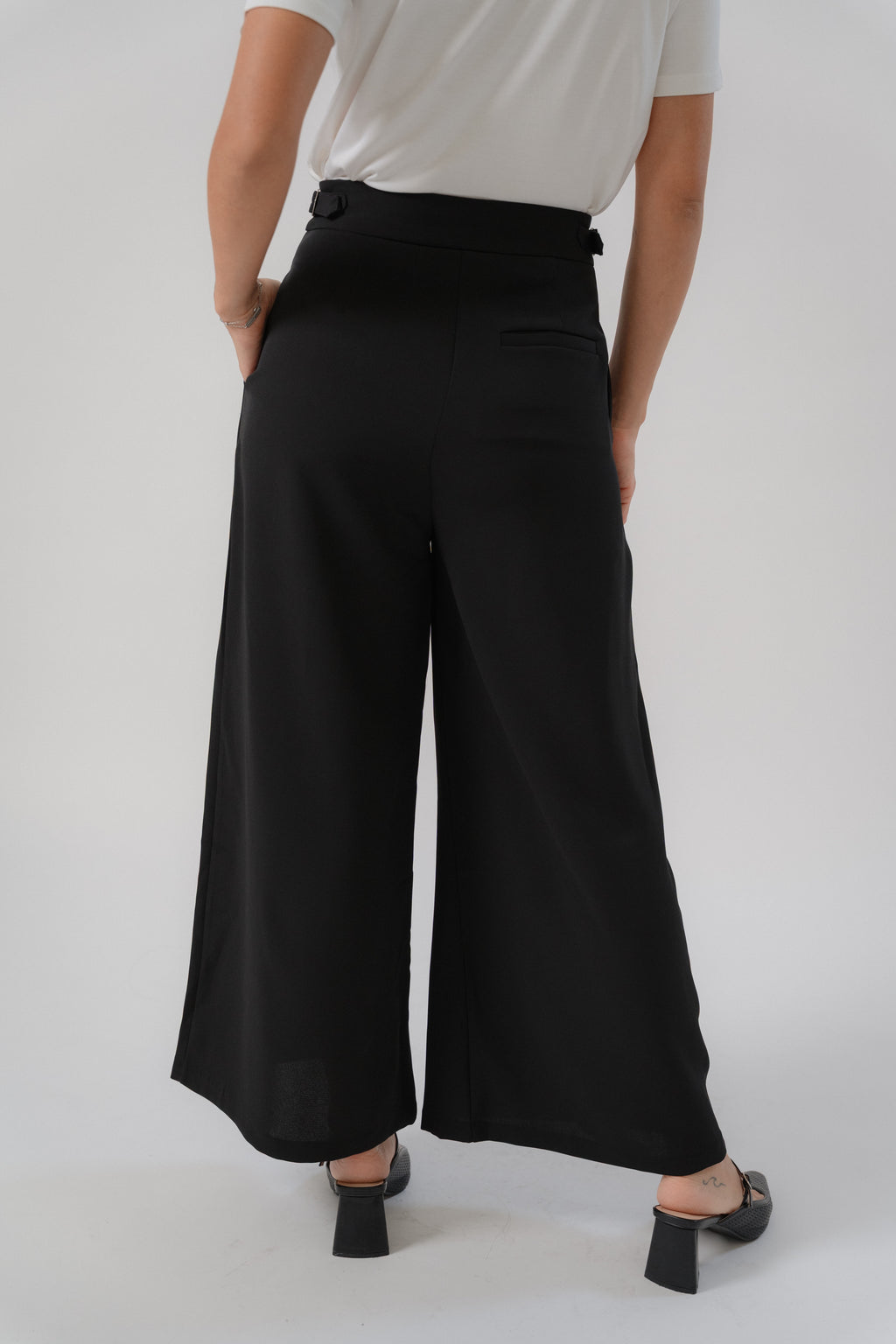 Wide Leg Pants with Side Buckle