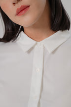Collared Wide Shoulder Blouse