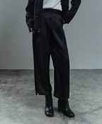 Satin Straight Pants with Side Slit