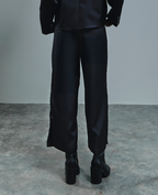 Satin Straight Pants with Side Slit