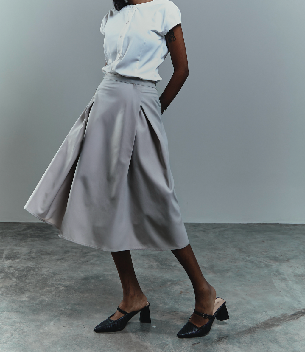Crossing Pleated A-Line Skirt