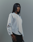 Round Neck Collar Tie Blouse