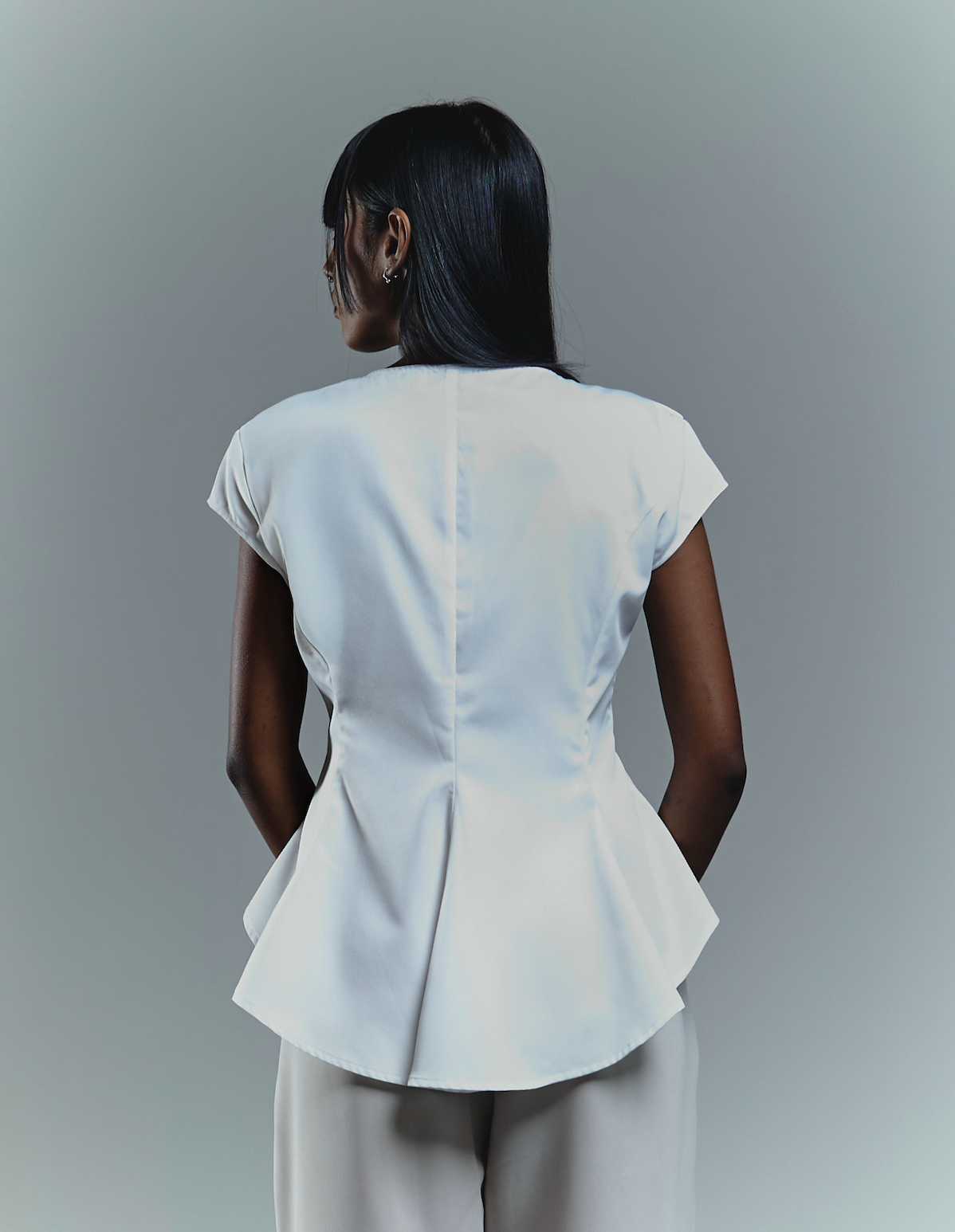 Cap Sleeve Blouse with Flare Back