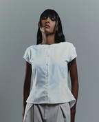 Cap Sleeve Blouse with Flare Back