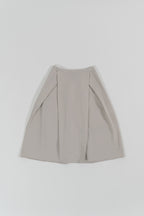 beige crossing pleated A-line skirt with clean fit, design without side cutline, suitable for daily and office wear