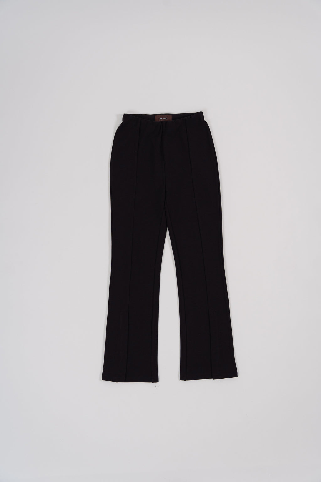 black bootcut pants with high waist silhouette, made with roman knit fabric, design for daily and office wear.