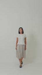 Laborio Cap Sleeve Blouse and Crossing Pleated A-line skirt