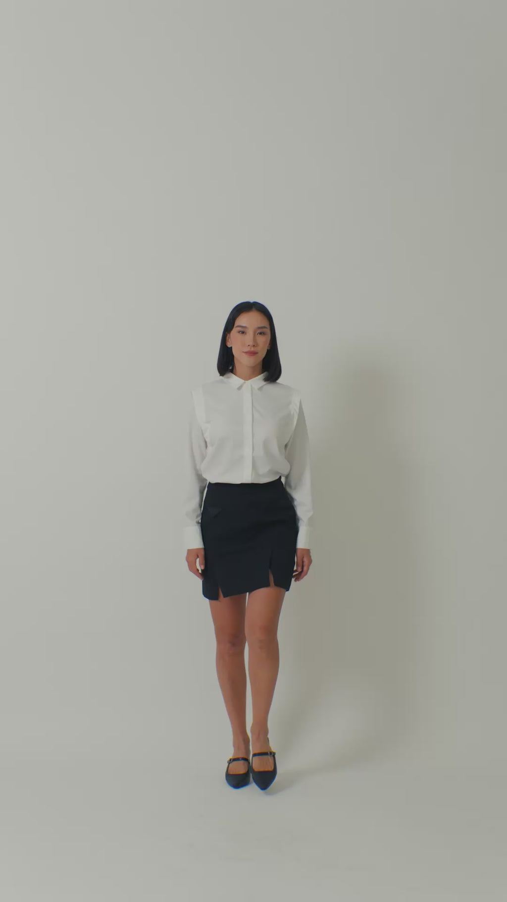 Laborio Wide Shoulder Blouse and Mini Pencil Skirt