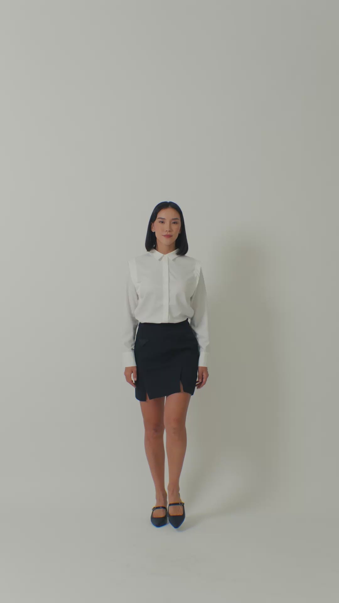 Laborio Wide Shoulder Blouse and Mini Pencil Skirt