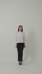 laborio collared tail blouse and bootcut pants 