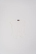 women wearing white capsleeve blouse with back flare, boat neckline, regular fit timeless design, perfect for office and daily wear