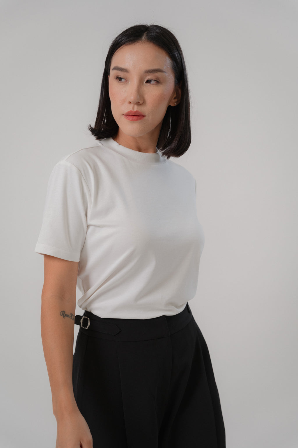 Short Sleeve Crew Neck Tee with regular fit, made from Naia Acetate and Cotton blend, ensuring breathability and softness for daily wear. 