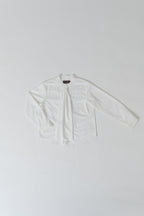 women wearing round neck collar tie blouse with classic blouse silhouette, design for office and city wear